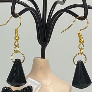 Unique Handmade Black Gold Plated Dangle Earrings